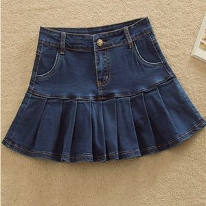 Vintage Denim flared mini skirt.